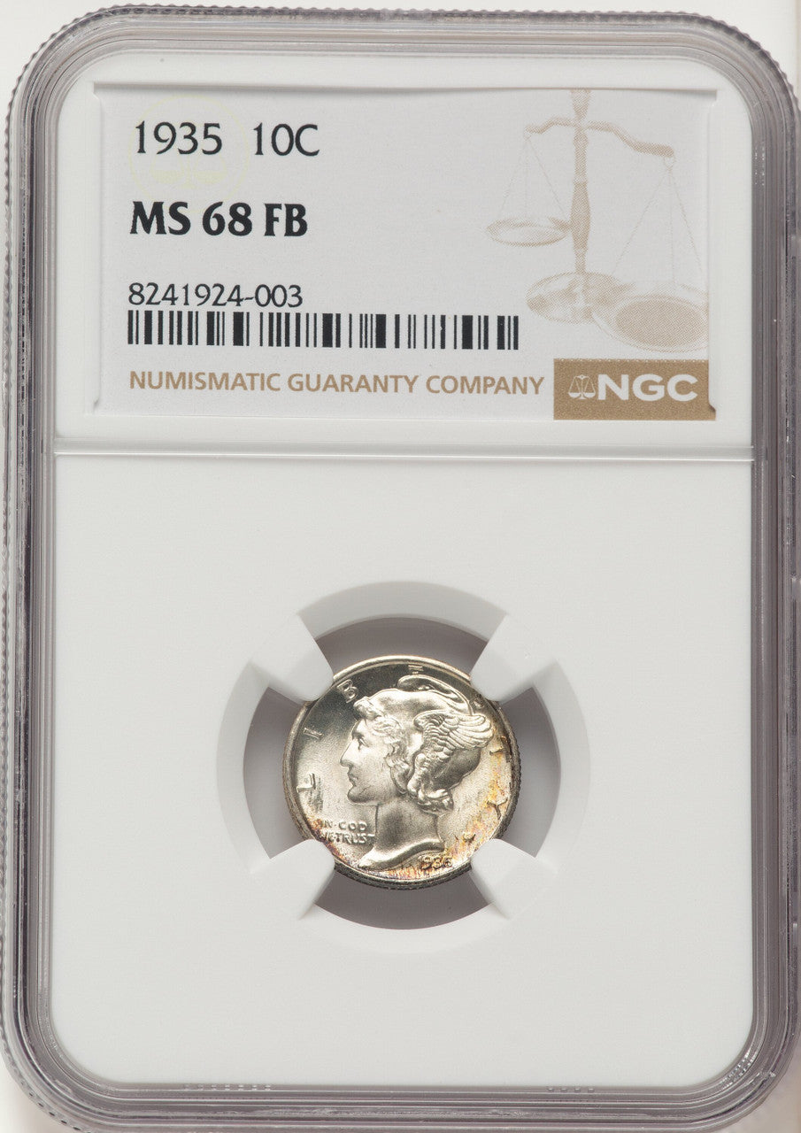 1935 10C FB Mercury Dime NGC MS68
