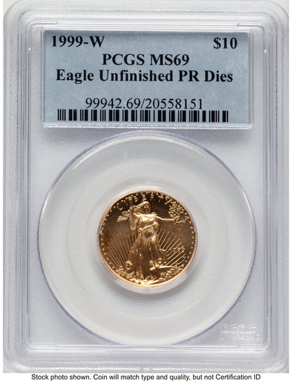 1999-W Gold Eagle 1/4 oz Unfinished Proof Dies Blue Label PCGS PR69