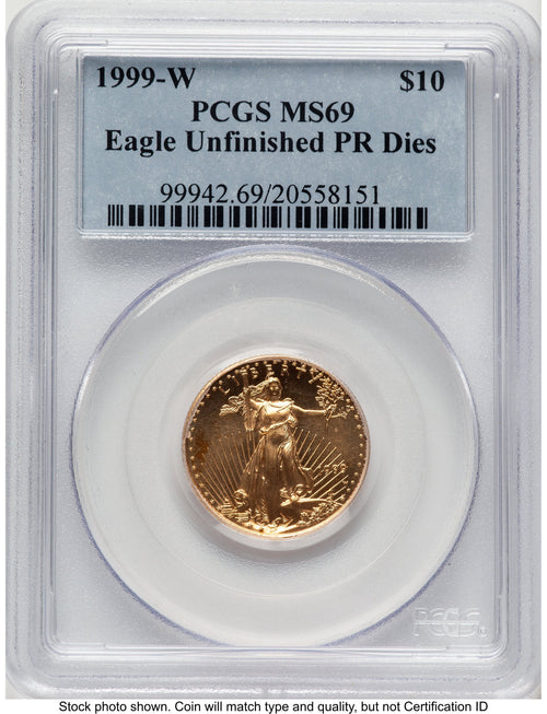 1999-W Gold Eagle 1/4 oz Unfinished Proof Dies Blue Label PCGS PR69