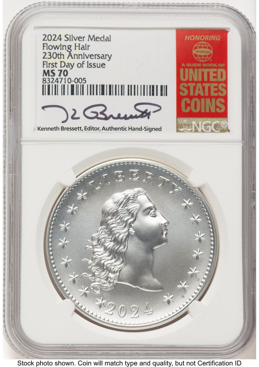 2024-(P) Silver 230th Anniversary Flowing Hair Medal FDI Kenneth Bressett Red Book Modern Commemoratives NGC MS70 (773188069)