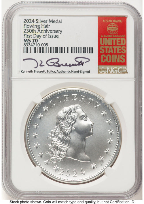 2024-(P) Silver 230th Anniversary Flowing Hair Medal FDI Kenneth Bressett Red Book Modern Commemoratives NGC MS70 (773188069)