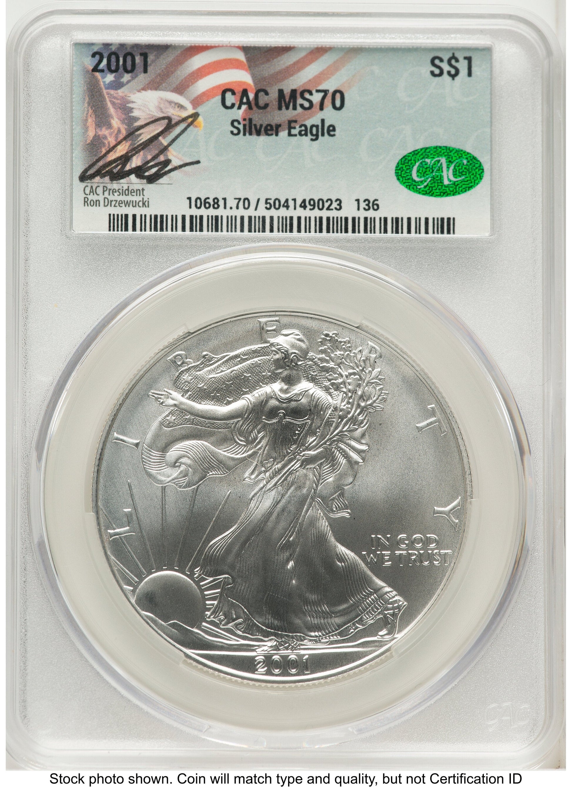 2001 Silver Eagle Ron Drzewucki CACG MS70
