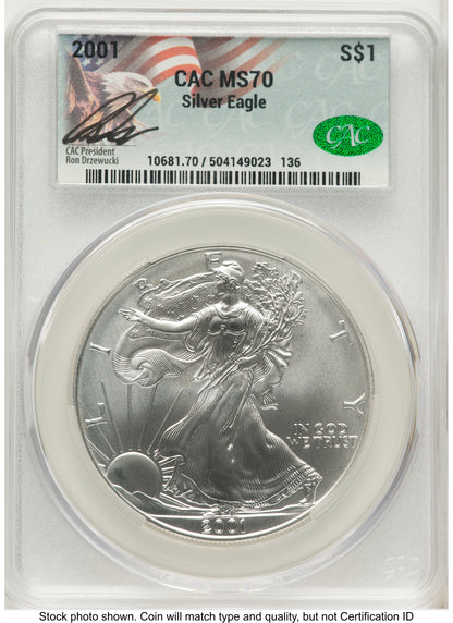 2001 Silver Eagle Ron Drzewucki CACG MS70