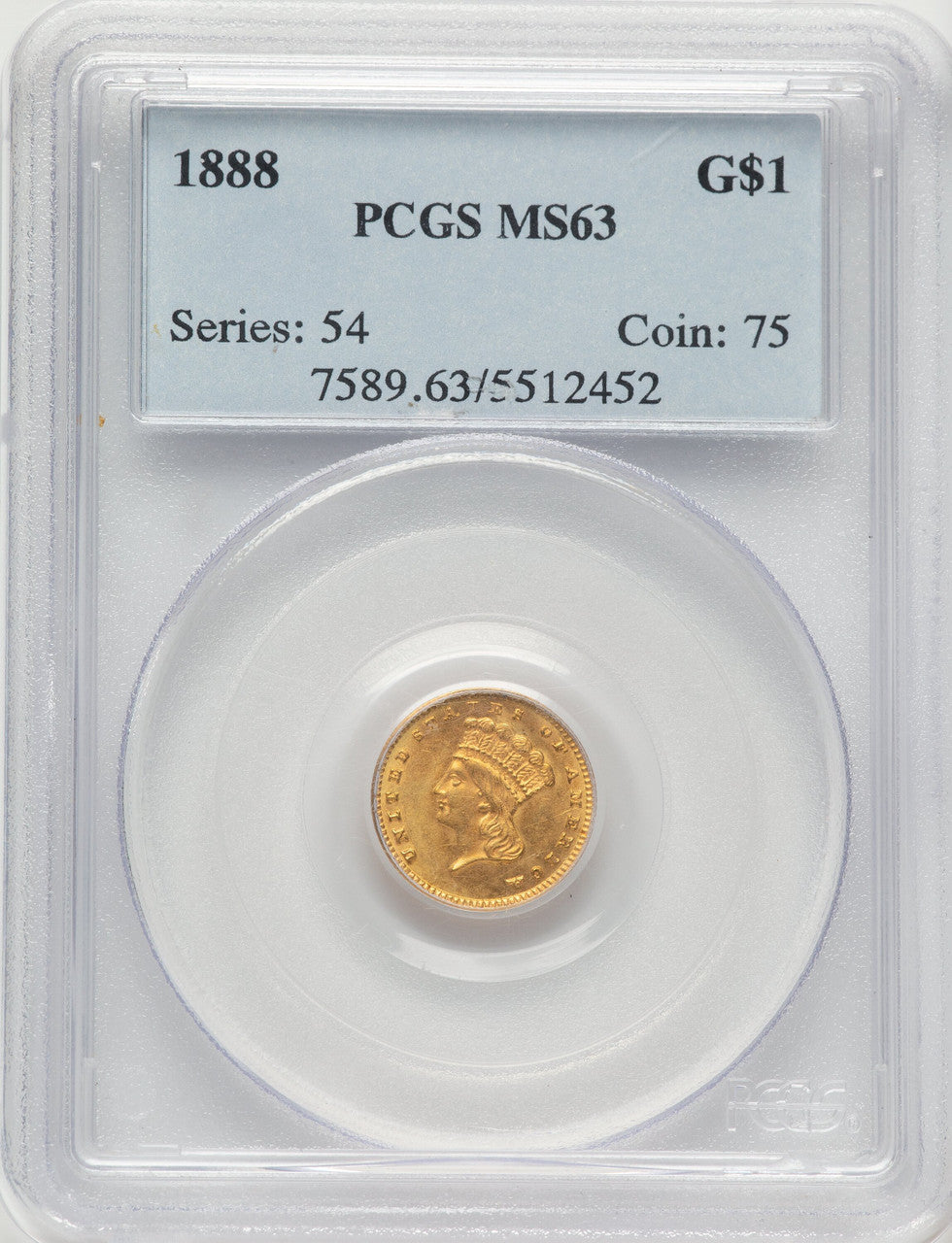 1888 G$1 Gold Dollar PCGS MS63