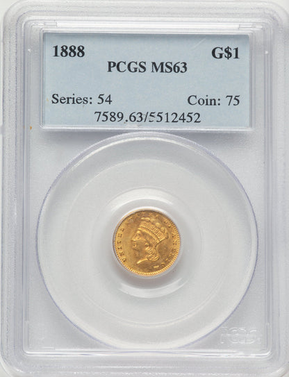 1888 G$1 Gold Dollar PCGS MS63