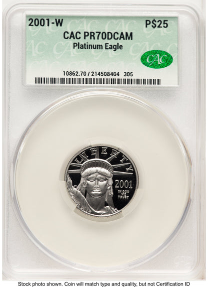 2001-W Proof Platinum Eagle 1/4 oz Non Designation CACG PR70