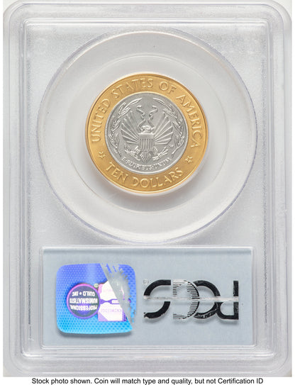 2000-W $10 Library of Congress Bi-Metallic Gold 0.2509 oz and Platinum 0.2509 oz Blue Label Modern Issues PCGS MS70