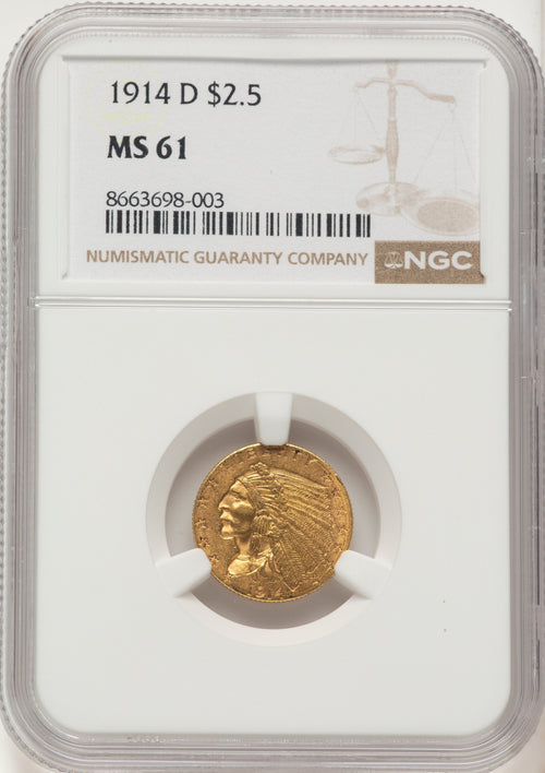 1914-D $2.50 Indian Quarter Eagle NGC MS61