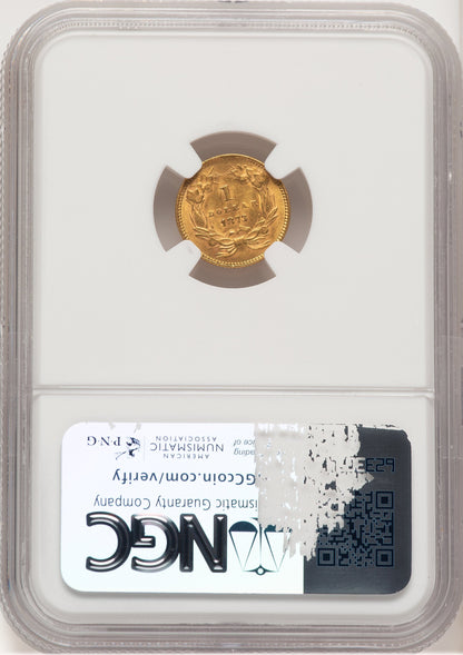 1873 G$1 OPEN 3 Gold Dollar NGC MS63