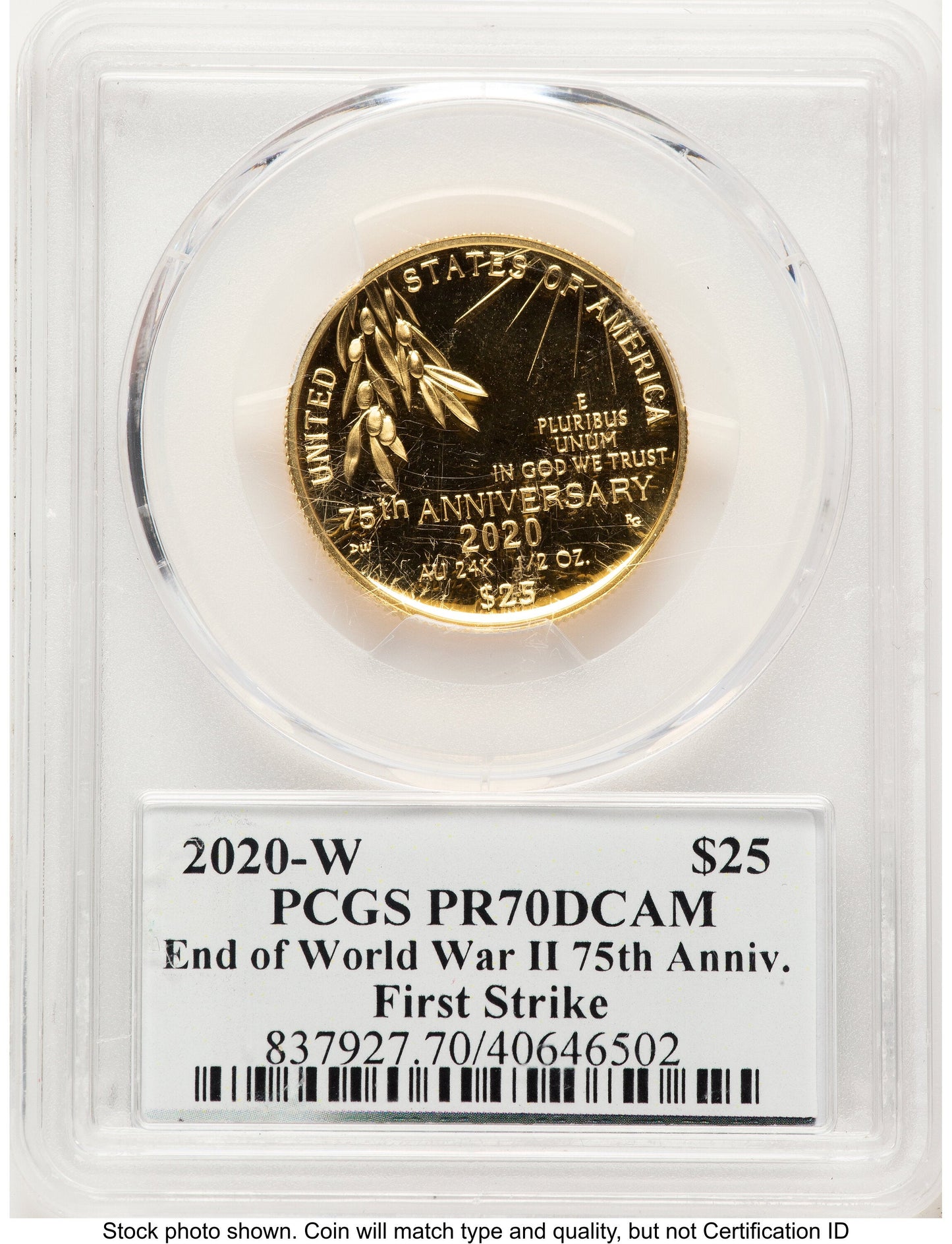 2020-W 1/2 oz Proof Gold End of World War II 75th Anniversary FS V75 Label Modern Issues PCGS MS70