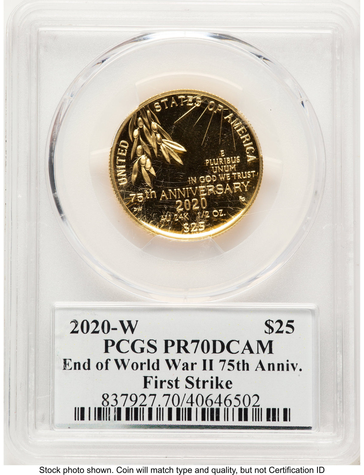 2020-W 1/2 oz Proof Gold End of World War II 75th Anniversary FS V75 Label Modern Issues PCGS MS70
