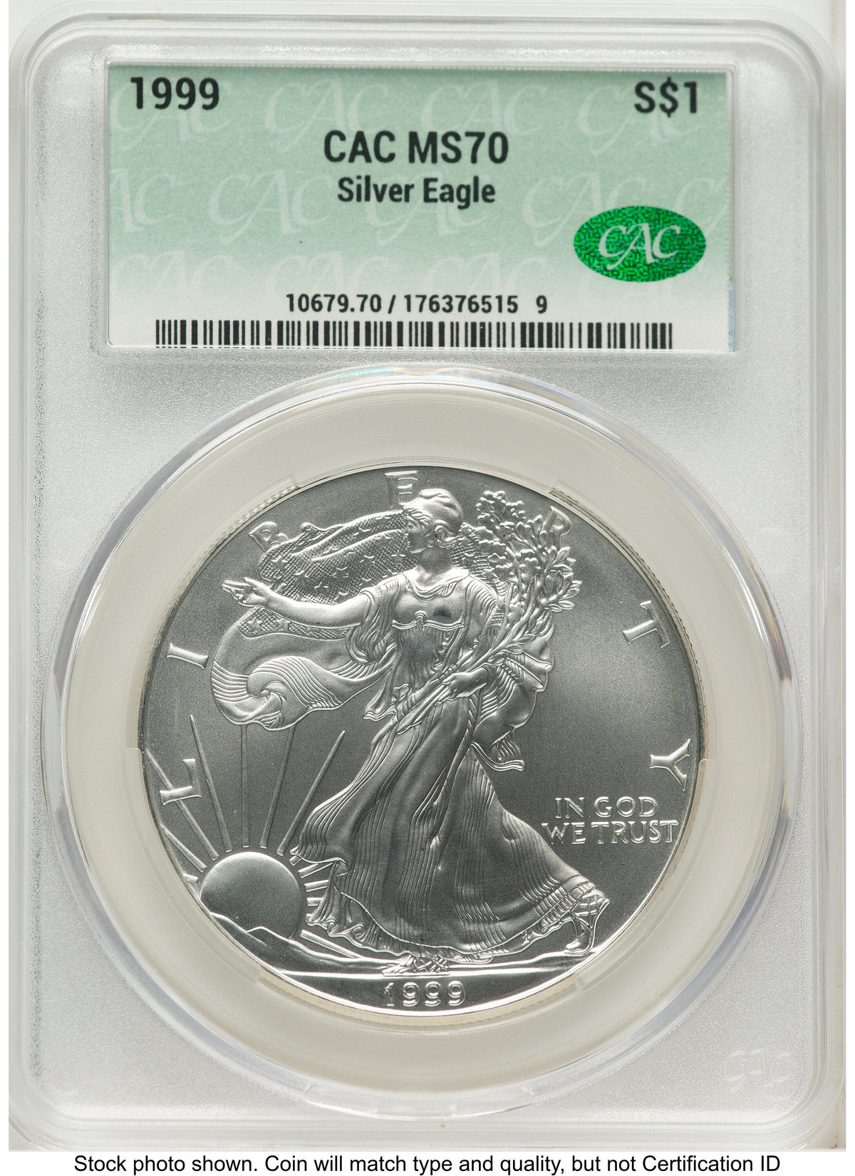 1999 Silver Eagle Non Designation CACG MS70