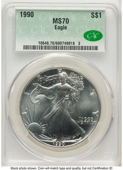 1990 Silver Eagle Non Designation CACG MS70