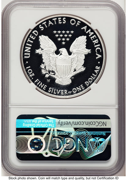 2020-W Proof Silver Eagle V75 Privy 1 oz FR John Reagan Bust Art NGC PF70 Mercanti
