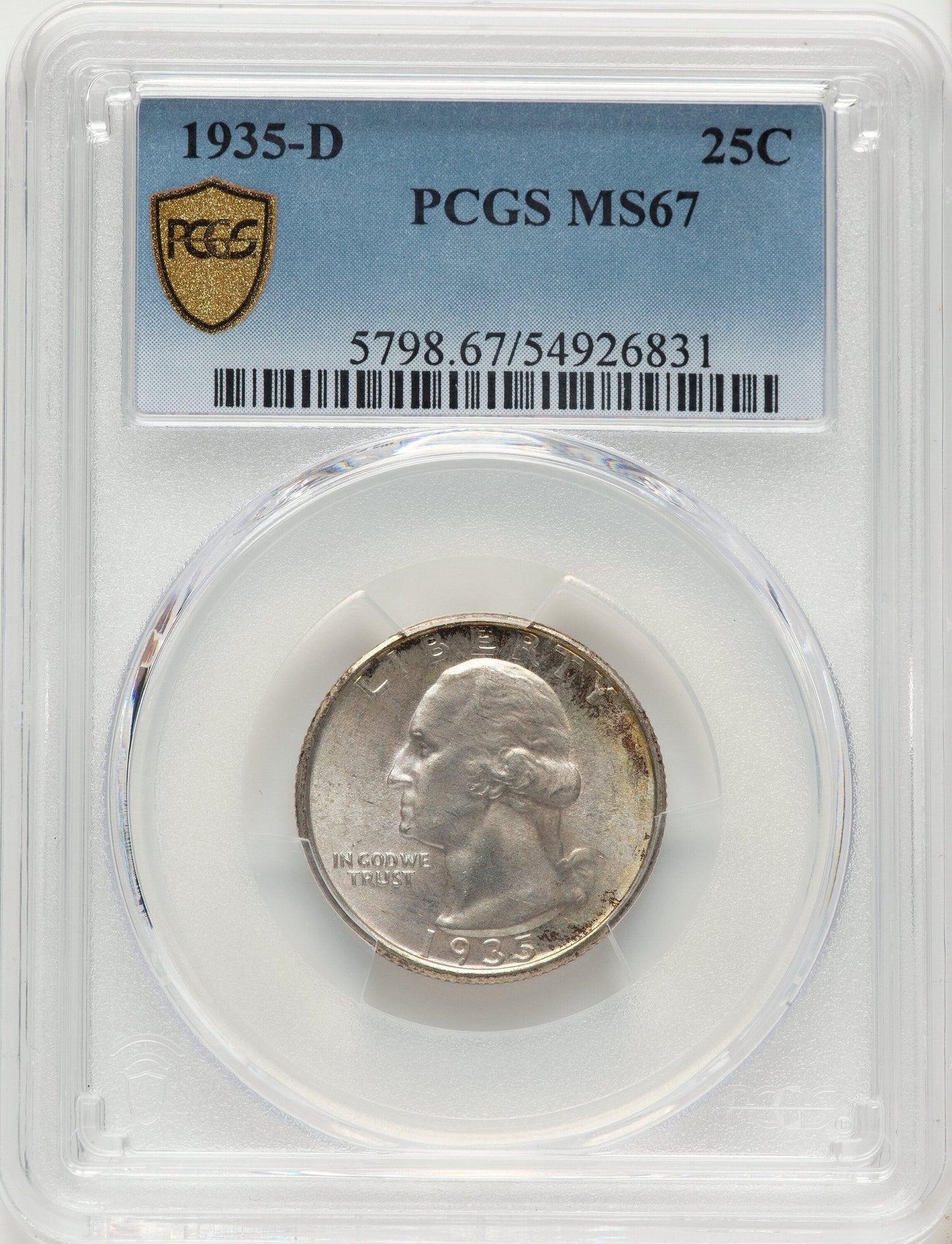 1935-D 25C Washington Quarter PCGS MS67