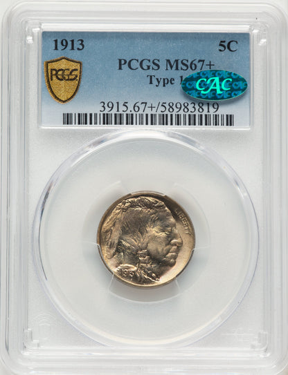 1913 T-1 5C CAC Buffalo Nickel PCGS MS67+