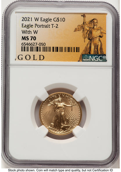 2021-W TY2 Gold Eagle 1/4 oz Unfinished Proof Dies American Liberty Series Label NGC PF70
