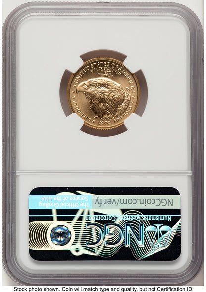 2021-W TY2 Gold Eagle 1/4 oz Unfinished Proof Dies American Liberty Series Label NGC PF70