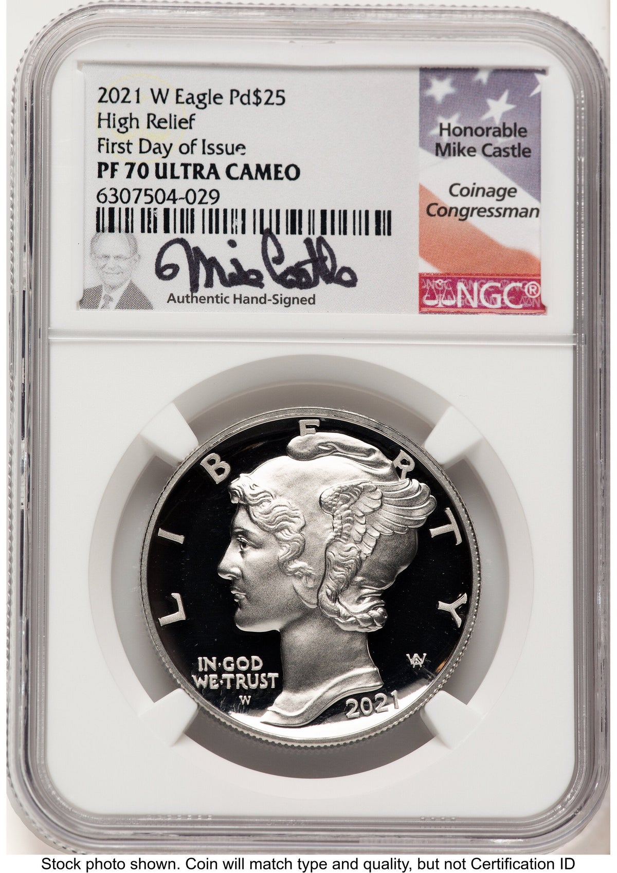 2021-W Palladium Eagle 1 oz FDI Mike Castle NGC PF70