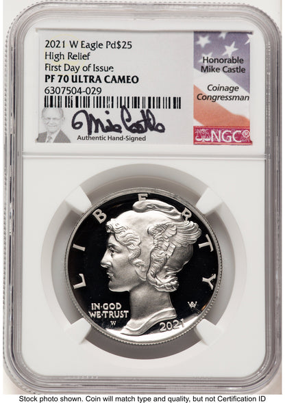2021-W Palladium Eagle 1 oz FDI Mike Castle NGC PF70