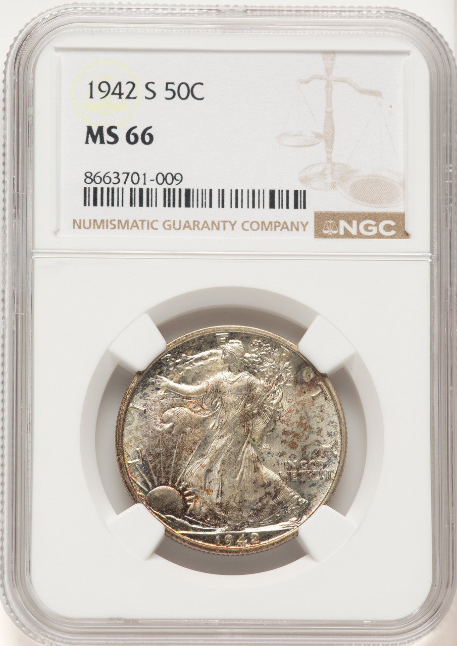 1942-S 50C Walking Liberty Half Dollar NGC MS66