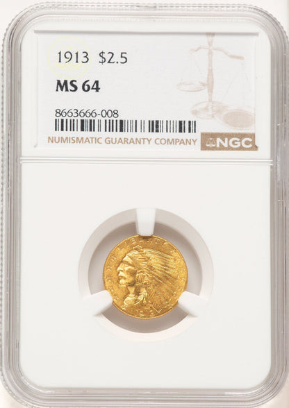 1913 $2.50 Indian Quarter Eagle NGC MS64