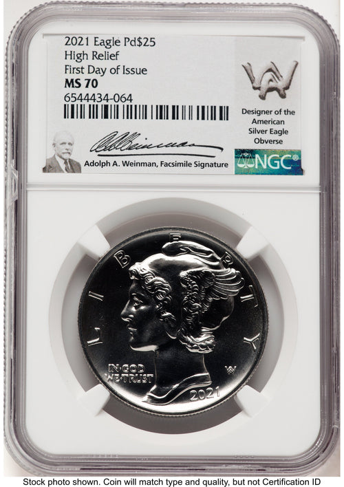 2021 Palladium Eagle 1 oz FDI Adolph Weinman NGC MS70