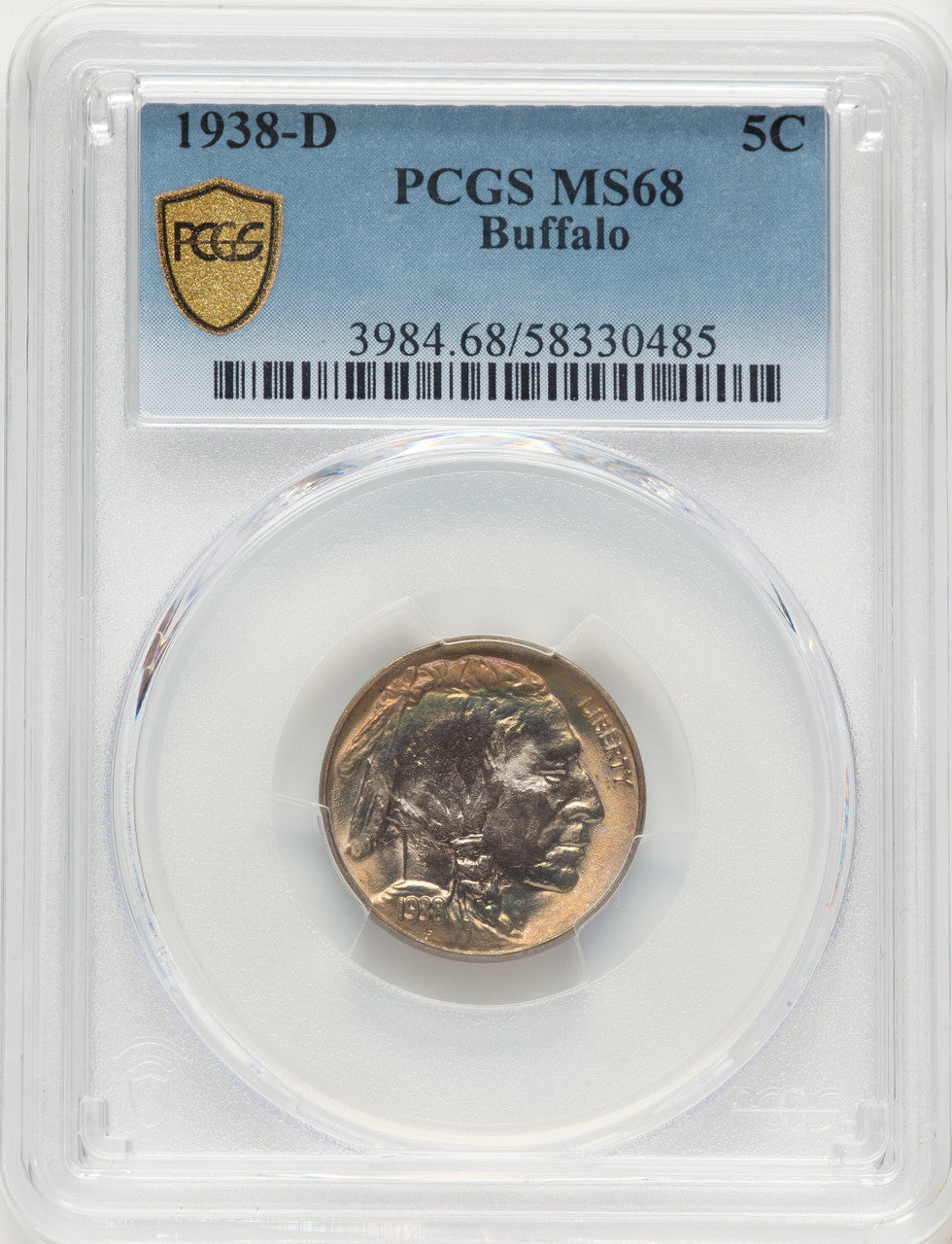 1938-D 5C Buffalo Buffalo Nickel PCGS MS68
