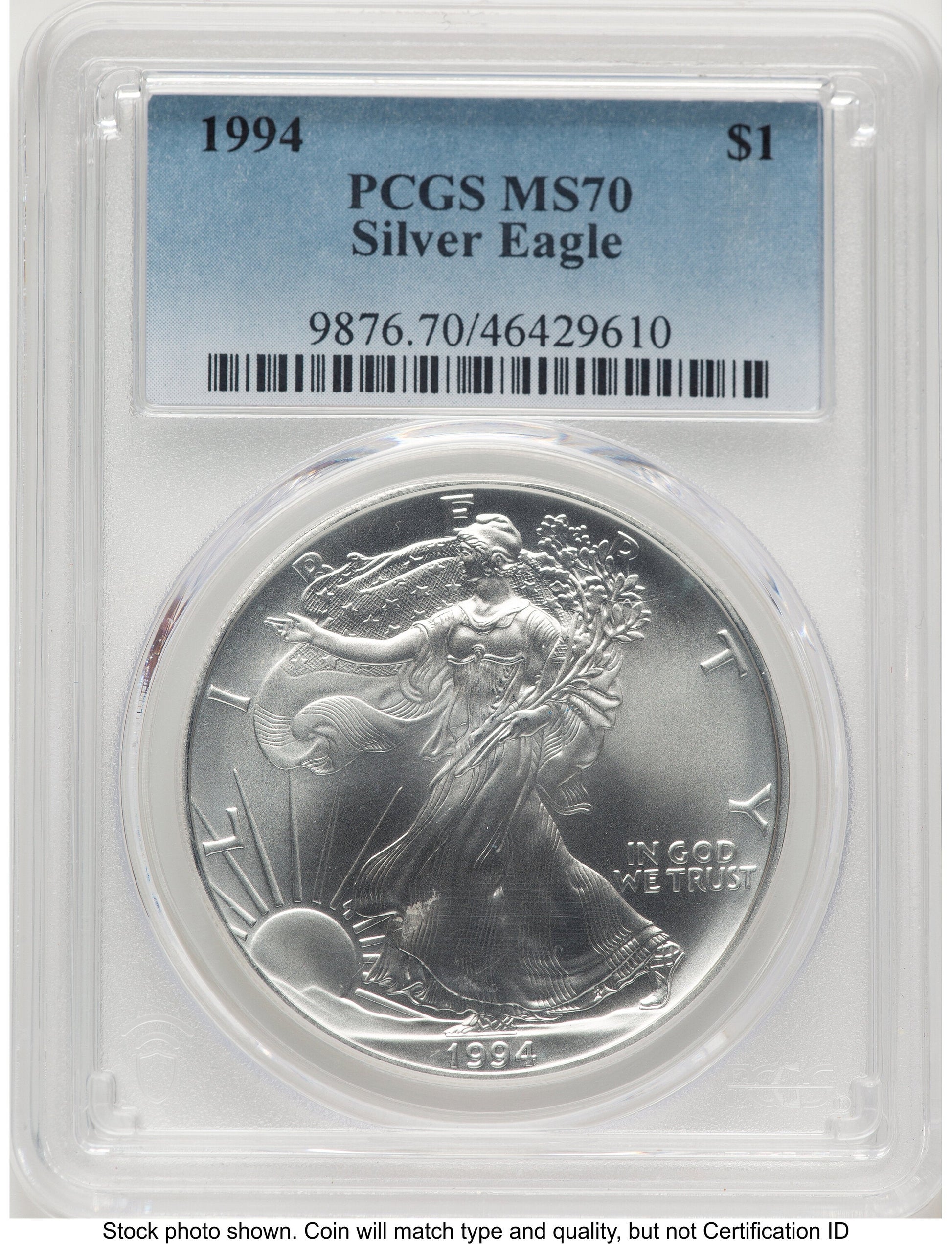 1994 Silver Eagle Blue Gradient PCGS MS70