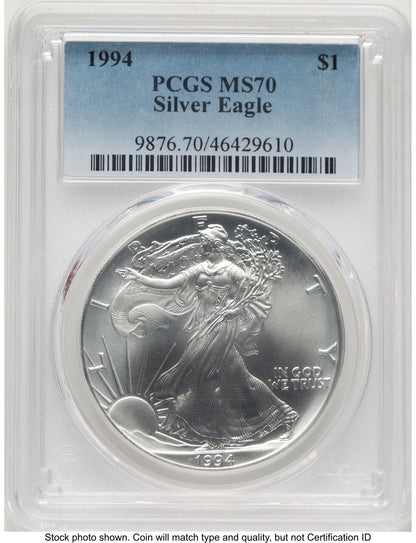 1994 Silver Eagle Blue Gradient PCGS MS70