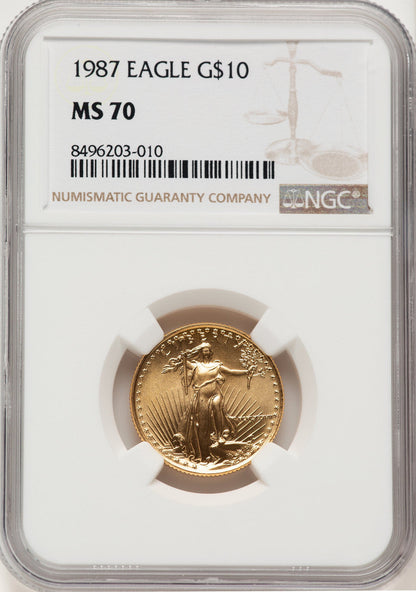 1987 $10 Quarter-Ounce Gold Eagle NGC MS70 (777120012)