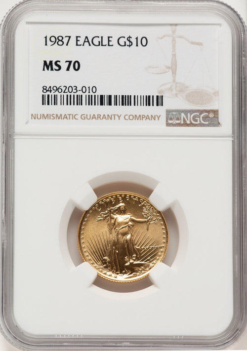 1987 $10 Quarter-Ounce Gold Eagle NGC MS70 (777120012)