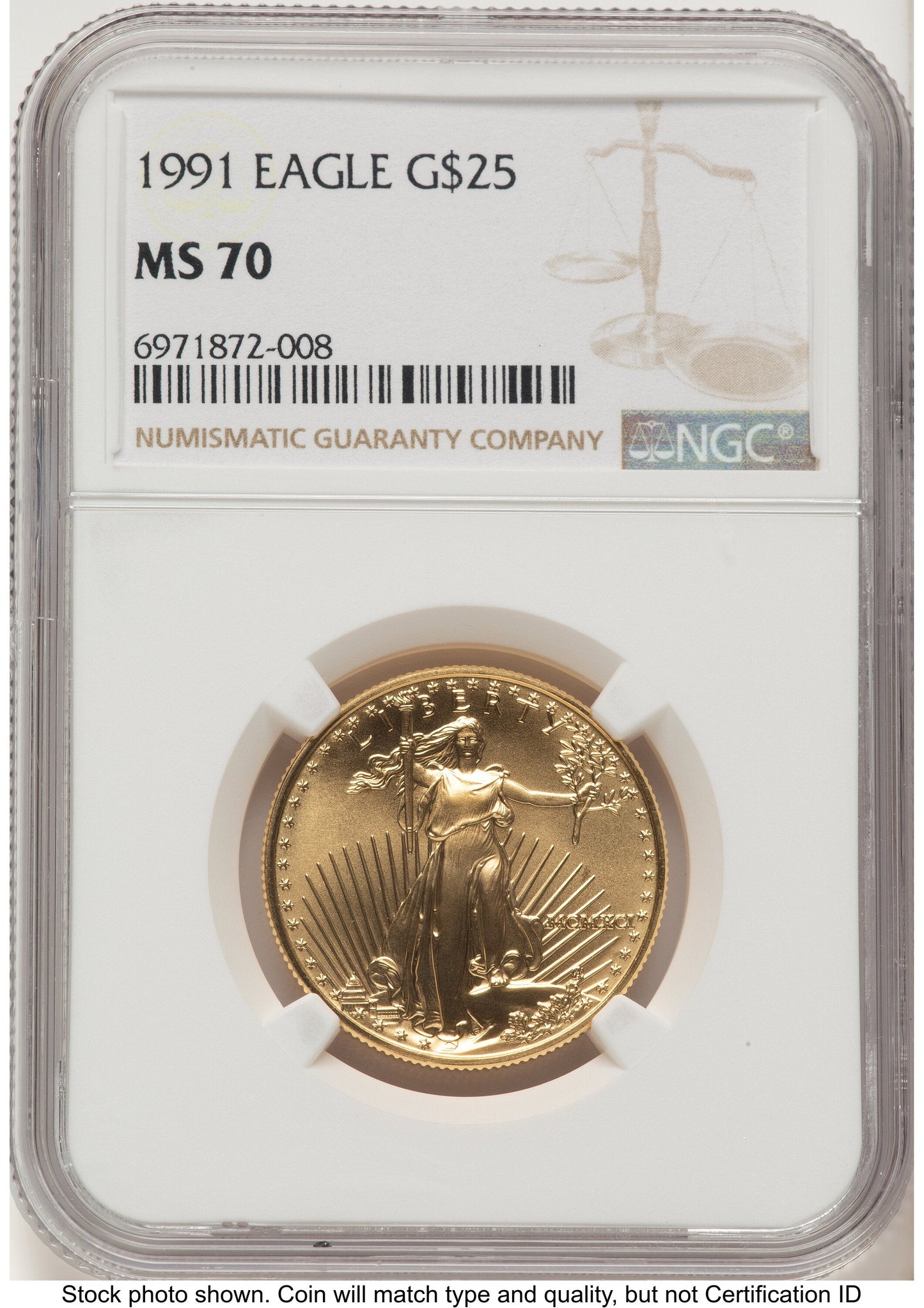 1991 Gold Eagle 1/2 oz Brown Label NGC MS70