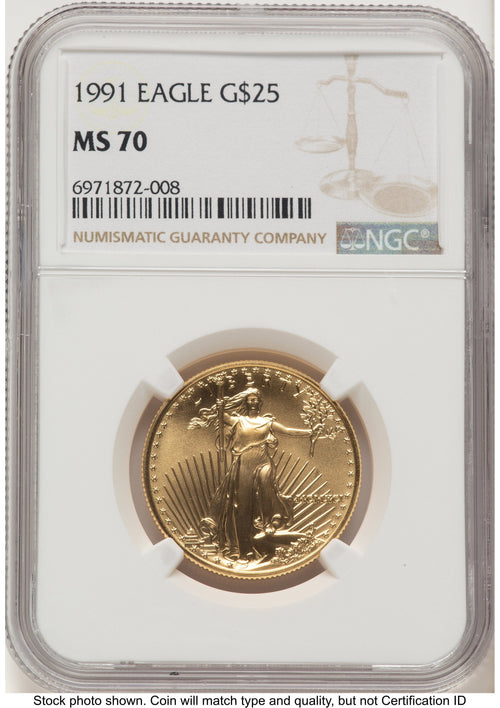 1991 Gold Eagle 1/2 oz Brown Label NGC MS70