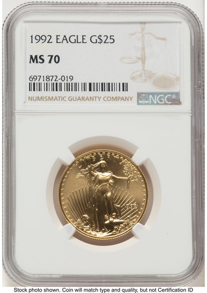 1992 Gold Eagle 1/2 oz Brown Label NGC MS70