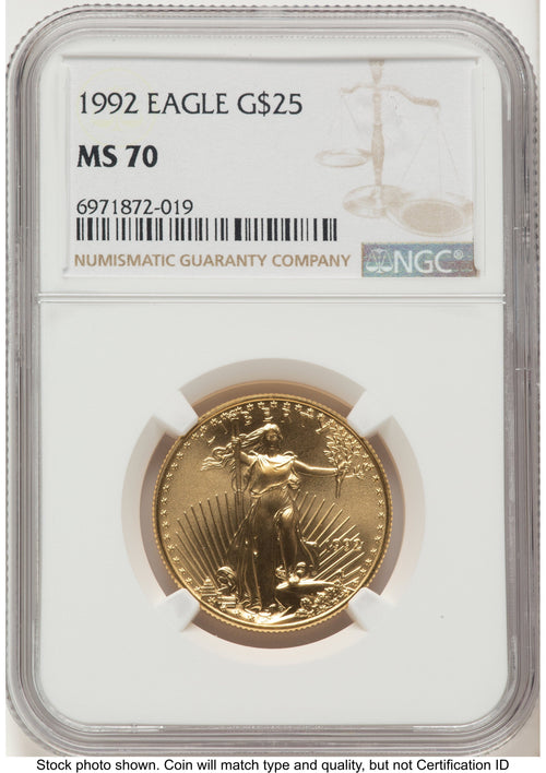 1992 Gold Eagle 1/2 oz Brown Label NGC MS70