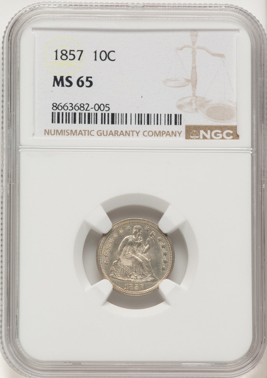 1857 10C Seated Dime NGC MS65