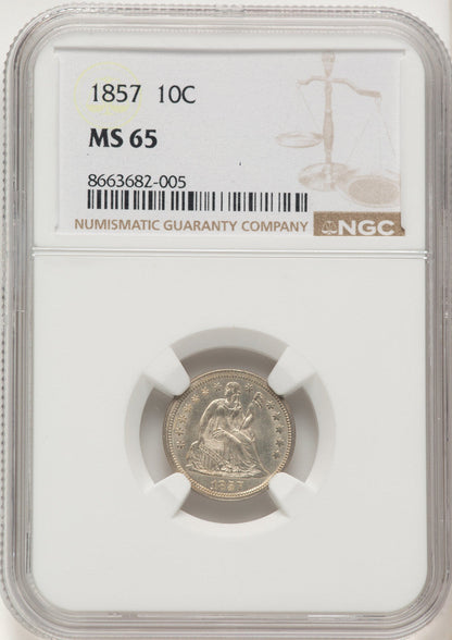 1857 10C Seated Dime NGC MS65