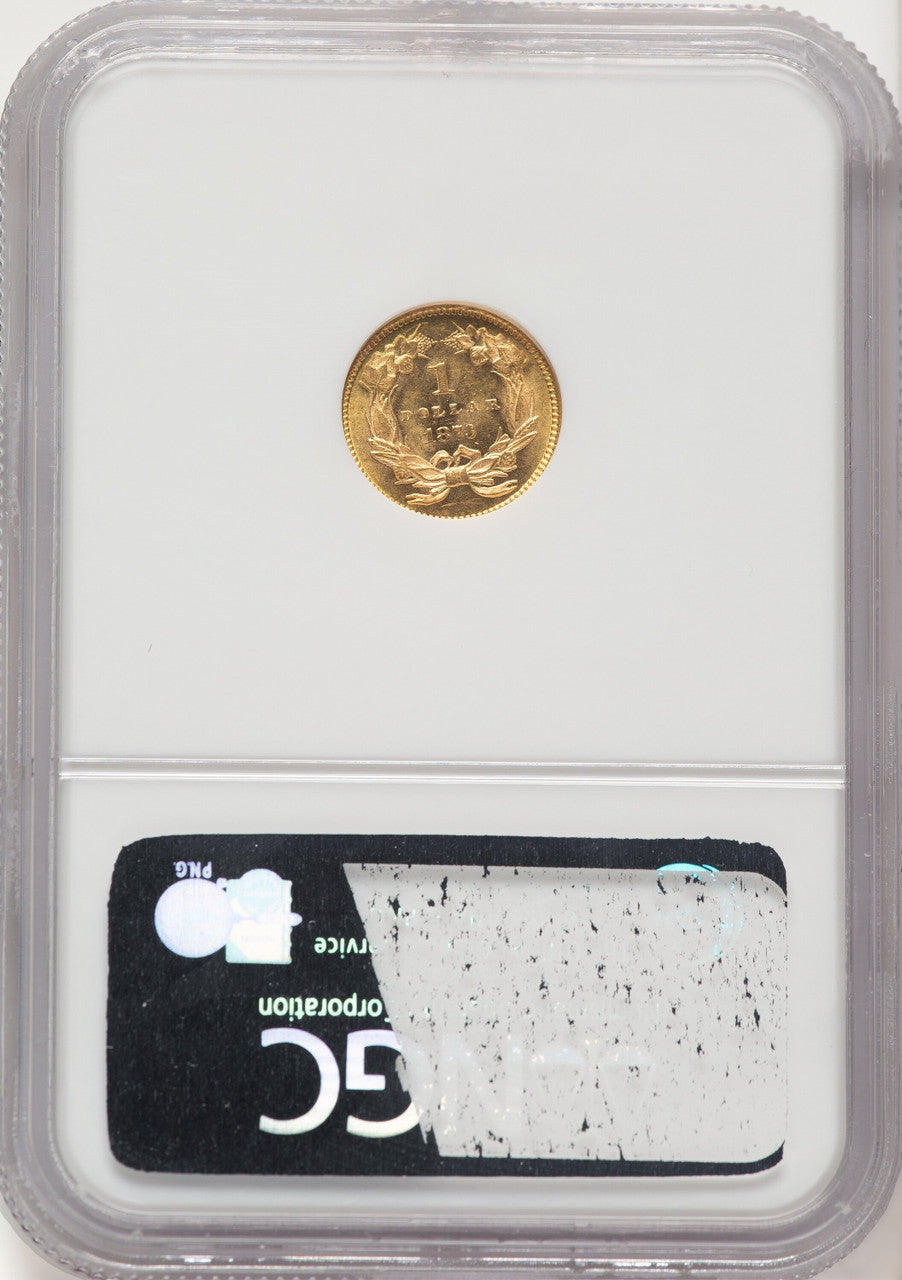 1873 G$1 OPEN 3 Gold Dollar NGC MS63