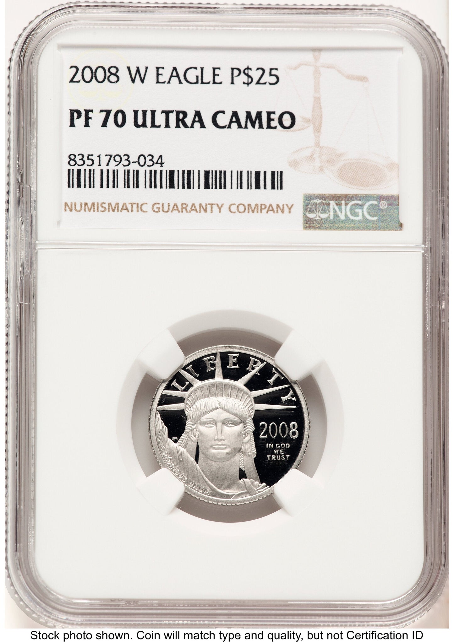 2008-W Proof Platinum Eagle 1/4 oz Brown Label NGC PF70