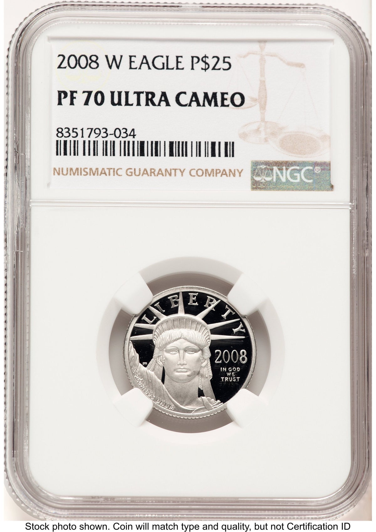 2008-W Proof Platinum Eagle 1/4 oz Brown Label NGC PF70