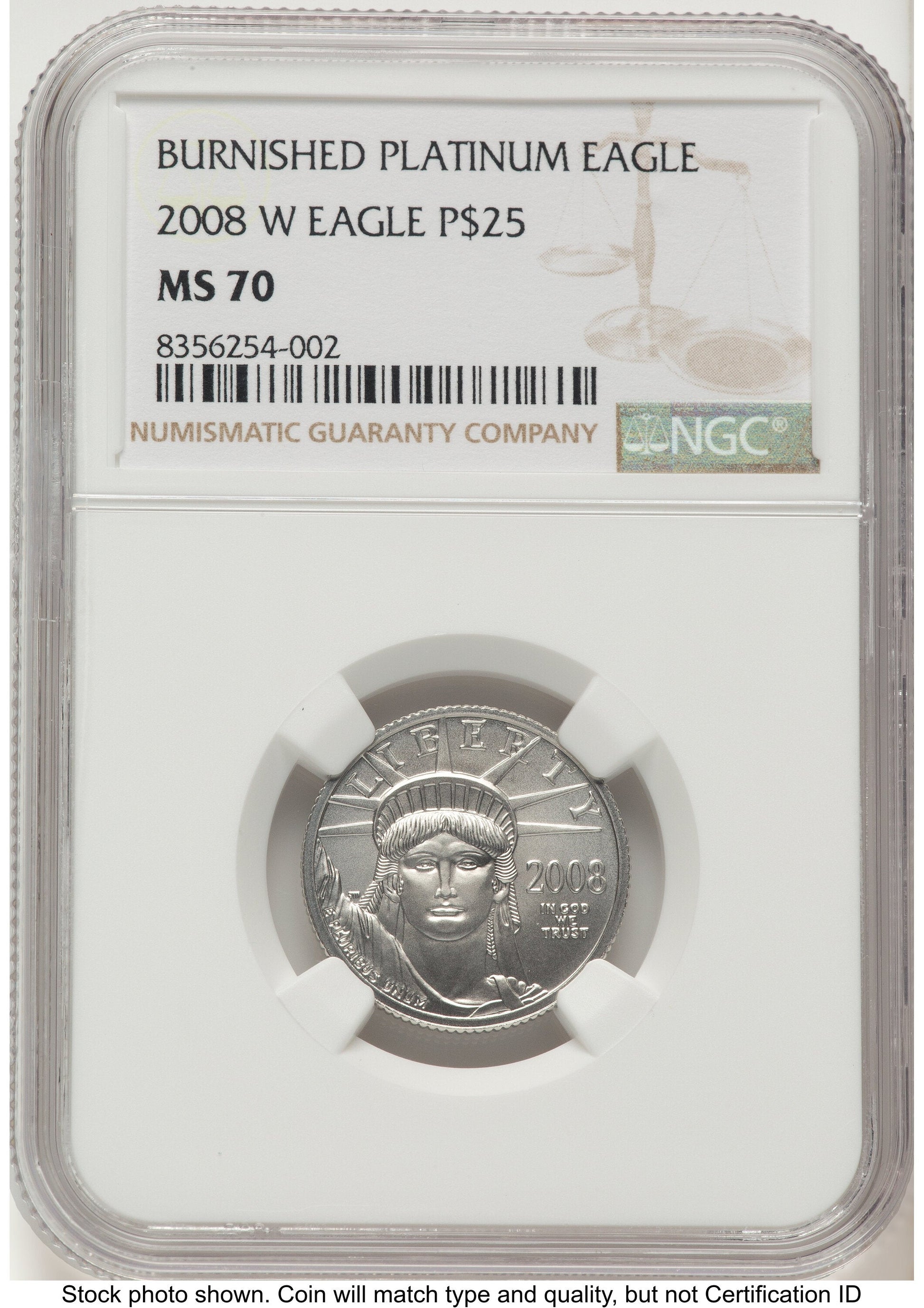 2008-W Burnished Platinum Eagle 1/4 oz Brown Label NGC MS70