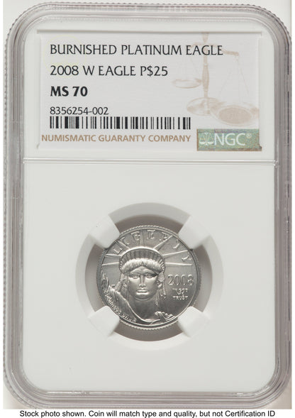2008-W Burnished Platinum Eagle 1/4 oz Brown Label NGC MS70
