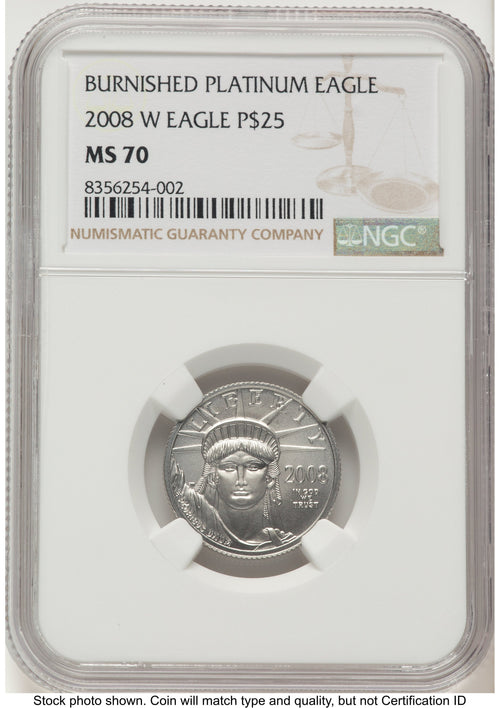 2008-W Burnished Platinum Eagle 1/4 oz Brown Label NGC MS70