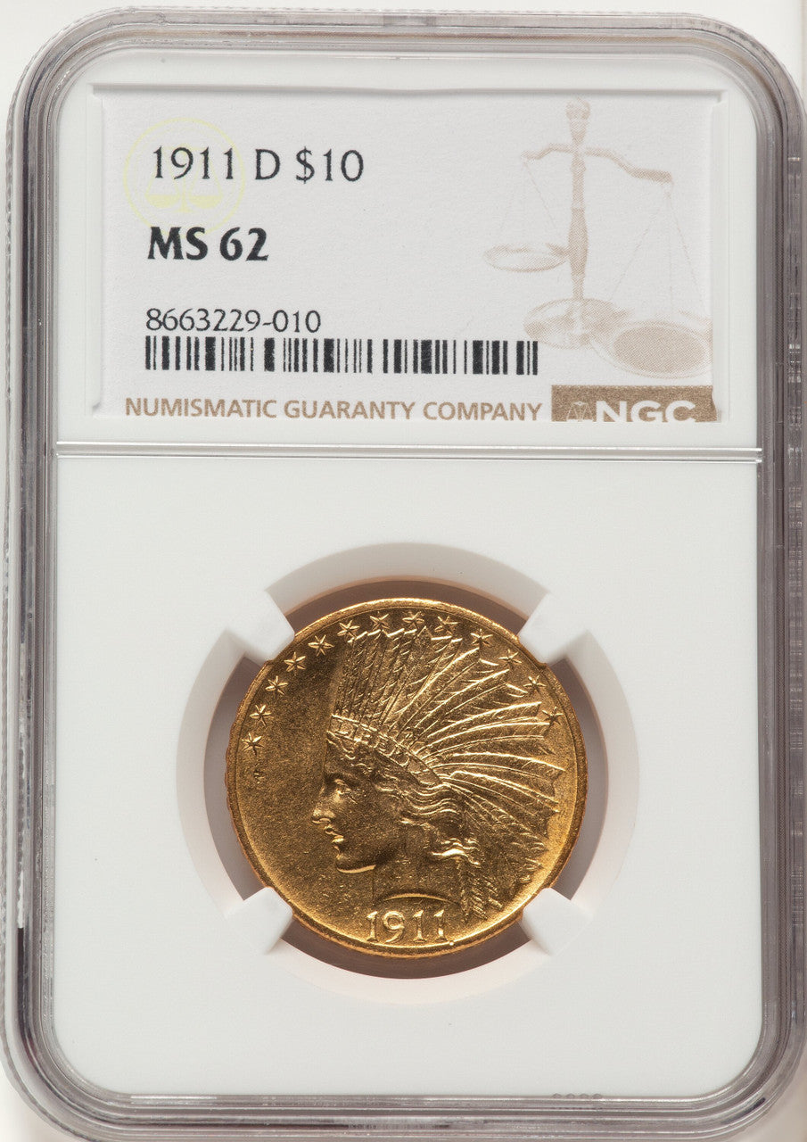 1911-D $10 Indian Eagle NGC MS62