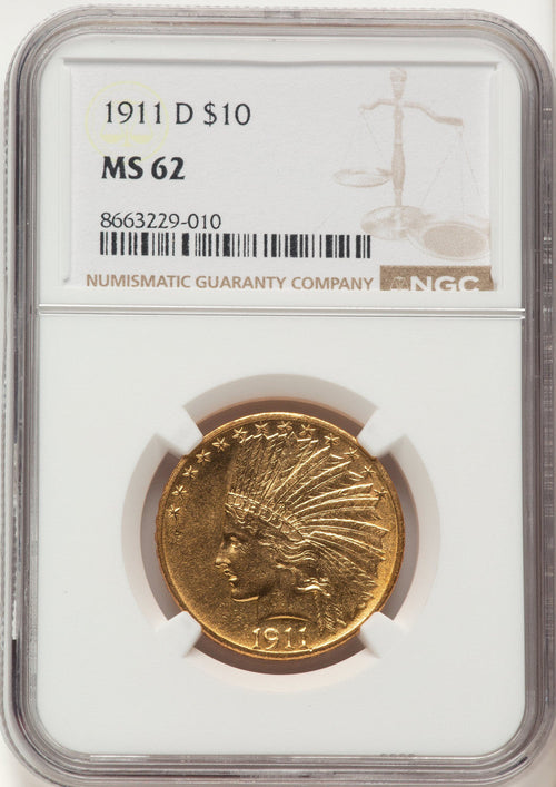 1911-D $10 Indian Eagle NGC MS62