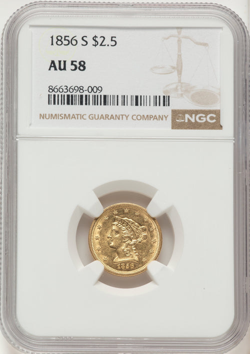 1856-S $2.50 Liberty Quarter Eagle NGC AU58
