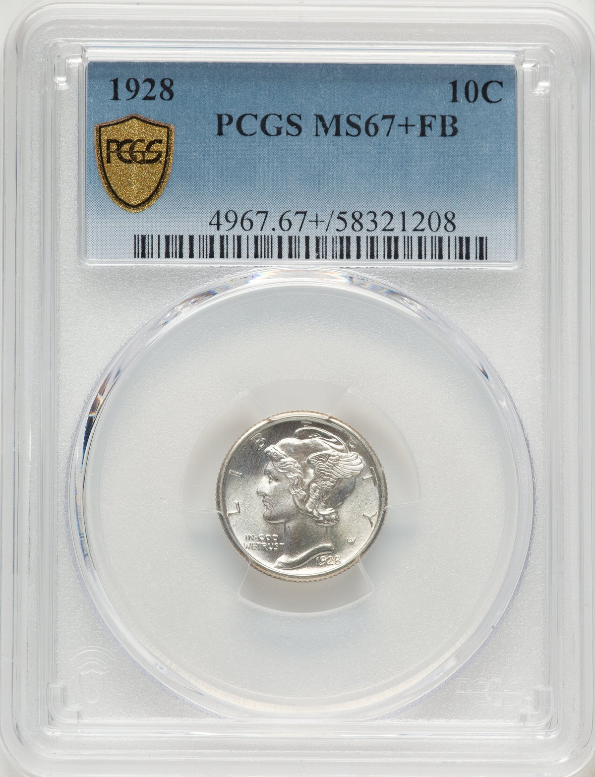 1928 10C FB Mercury Dime PCGS MS67+