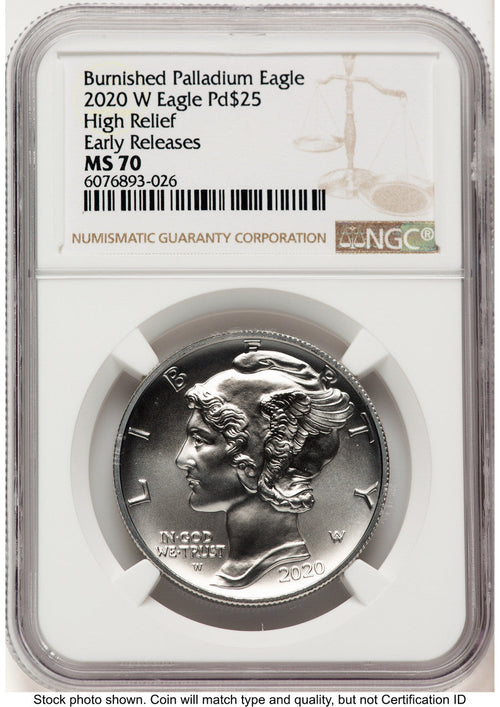 2020-W Palladium Eagle 1 oz Burnished ER Brown Label NGC MS70 (777223063)