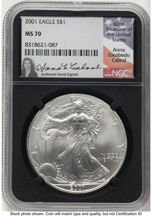 2001 Silver Eagle Anna Cabral NGC MS70